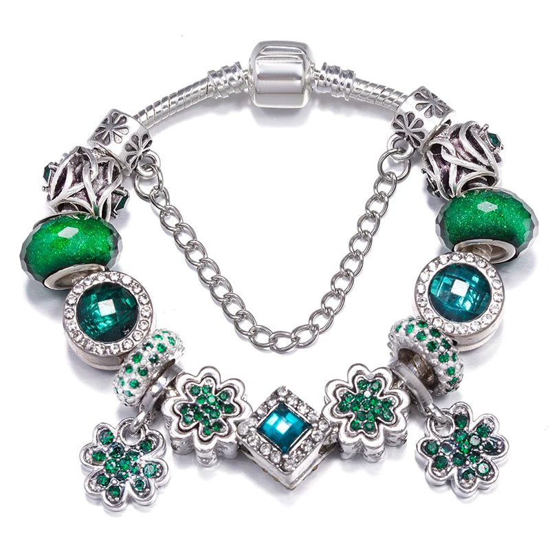 BAOPON Pansy floral charm bracelet with butterfly accents for feminine fashion, special occasion gifting, and everyday wear.