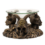Baphomet Oil Burner, cold cast resin three-headed oil warmer