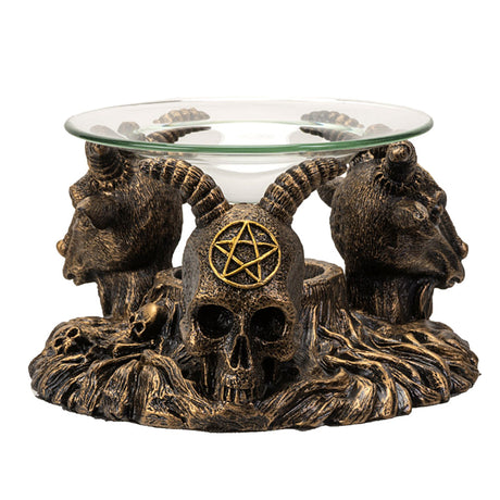 Baphomet Oil Burner, cold cast resin three-headed oil warmer