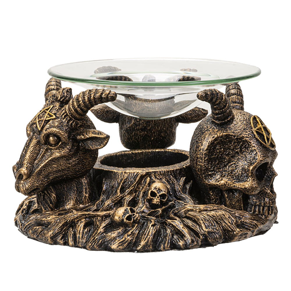 Baphomet Oil Burner, side view showing glass dish