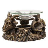 Baphomet Oil Burner, side view showing glass dish