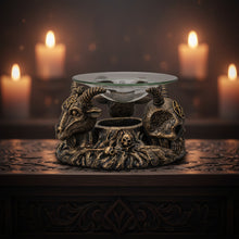Baphomet Oil Burner, side view showing glass dish