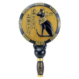 Bastet Hand Mirror, detail view of hand-painted black and gold finish