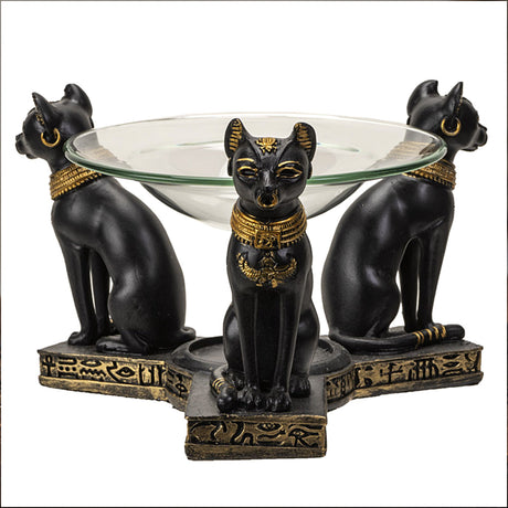 Bastet Oil Burner, cold cast resin Egyptian goddess oil warmer