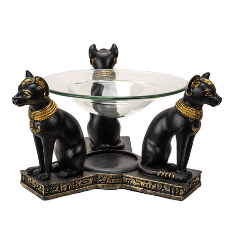 Bastet Oil Burner, side view showing glass dish