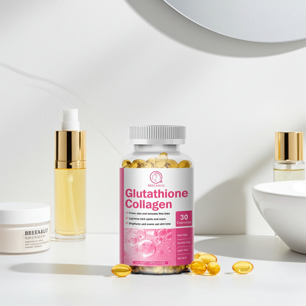 BBEEAAUU Collagen + Glutathione Capsules bottle for skin support, beauty care, and daily wellness use.