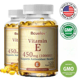 Bcuelov antioxidant Vitamin E 1000 IU softgels bottle for protecting cells from oxidative stress and supporting daily wellness.