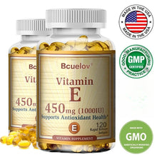 Bcuelov antioxidant Vitamin E 1000 IU softgels bottle for protecting cells from oxidative stress and supporting daily wellness.