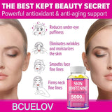 Bcuelov Glutathione, collagen, and vitamin C supplement bottle for skin care support, antioxidant protection, and daily wellness use.