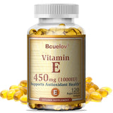 Bcuelov Vitamin E 1000 IU 450mg antioxidant capsules bottle for daily antioxidant support and wellness supplementation.