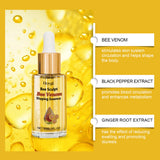 Bee Venom lifting oil bottle for thigh, leg, and body massage to support a firmer looking skin care routine.