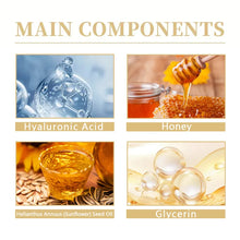 Bee Venom Neck and Face Cream key ingredients display showing bee venom hyaluronic acid collagen and honey.