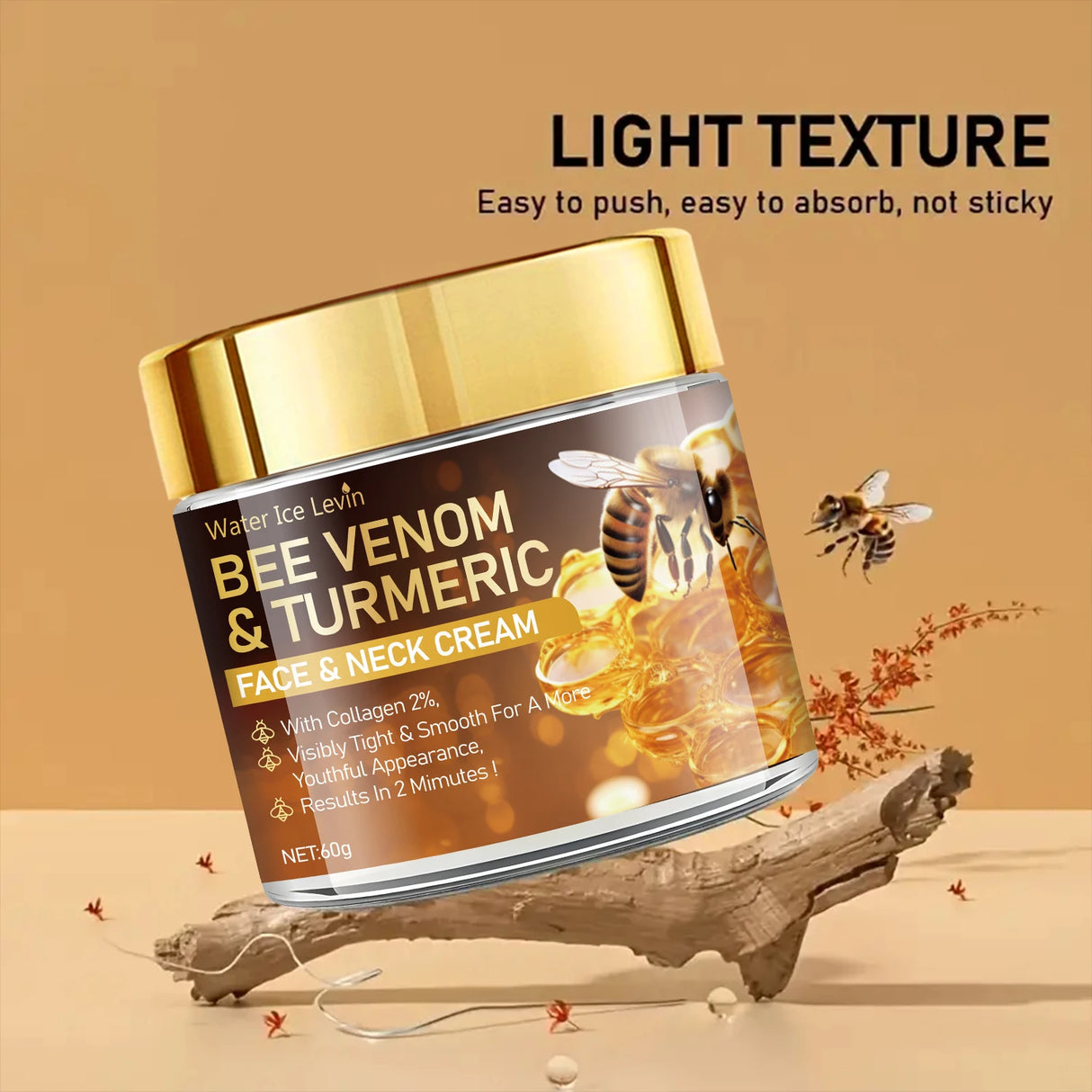 Bee Venom skin firming and lifting cream for improving the look of sagging skin, smoothing the face, and regular skincare use.