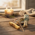 Beginner's Smudging Kit with Palo Santo, sage stick, feather and abalone shell