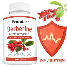 Berberine 2000mg capsules bottle for cardiovascular support, heart wellness, and daily supplement use.