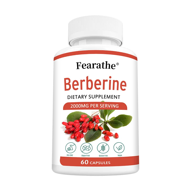 Berberine 2000mg capsules bottle for heart wellness, cardiovascular support, and daily nutritional supplementation.
