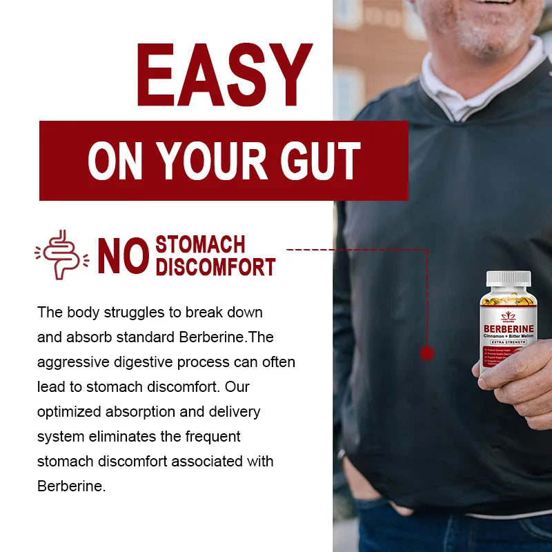 Berberine HCI capsules with Ceylon Cinnamon extract bottle for daily metabolic support, wellness goals, and supplement use.