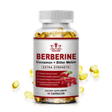 Berberine HCI metabolic support capsules with Ceylon Cinnamon for glucose management support, wellness routines, and daily supplementation.
