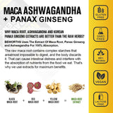 Beworths Maca Root capsules with Ashwagandha in bottle form for vitality support, stress balance, and daily use.