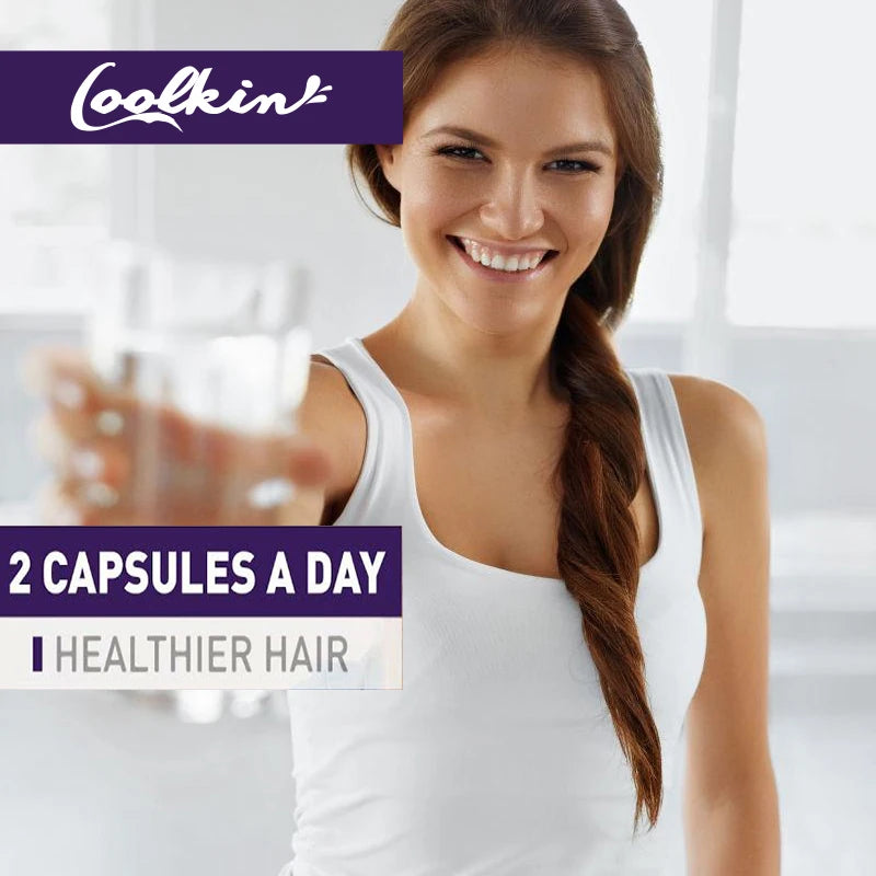 Biotin Collagen Hair, Skin & Nails capsules bottle for daily hair care support, skin health maintenance, and nail strength support.