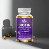 Biotin + Collagen Beauty Capsules supplement bottle for promoting healthy hair, smoother skin, and stronger nails.