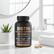 Biotin Collagen & Keratin hair, skin, and nails capsules bottle for daily beauty support and supplement use.