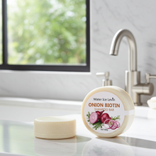Biotin Onion Shampoo Soap 60g bar for cleansing hair, maintaining a clean scalp, and routine hair care.