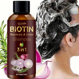 GSWP Biotin Rosemary Onion 3-in-1 shampoo for washing oily hair, reducing excess grease, and keeping hair light and clean.