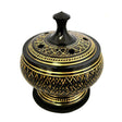 Black Carved Brass Burner with wooden coaster and lid