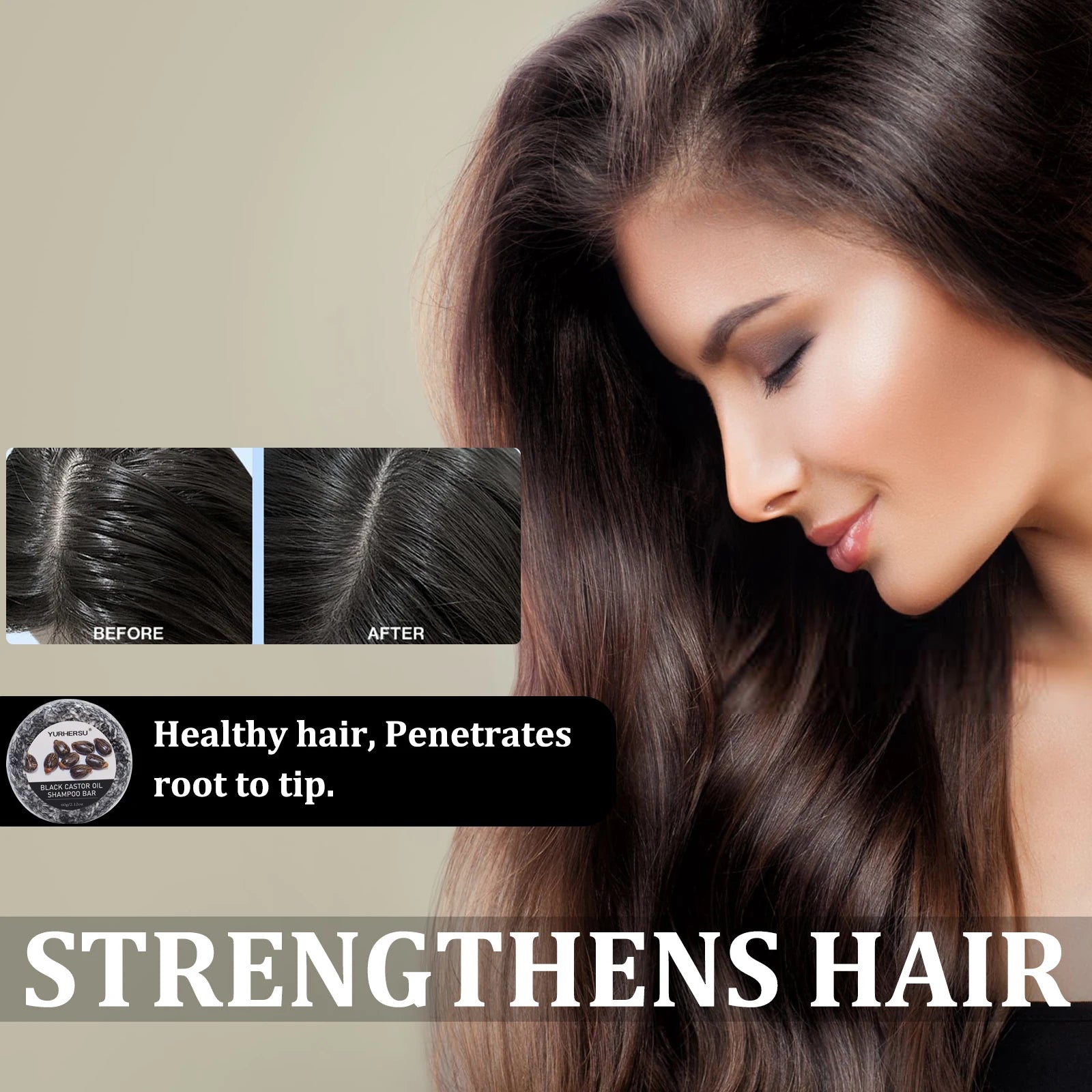 Black Castor Oil hair shampoo bar for washing hair, cleansing the scalp, and regular hair care use.