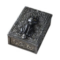 Black Cat Tarot Box, hand-painted resin box with removable lid