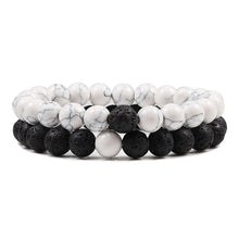 Couples Distance Beaded Bracelets with black lava and white beads for couple gifts, distance bonding, and daily styling.