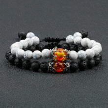 Black Lava Stone & Tiger Eye Crown Bracelet lava rock bracelet for essential oil diffuser wear, meditation, and energy focus.