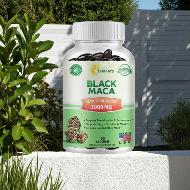 Black Maca Root Capsules bottle for active lifestyle support, daily energy care, and regular supplement use.