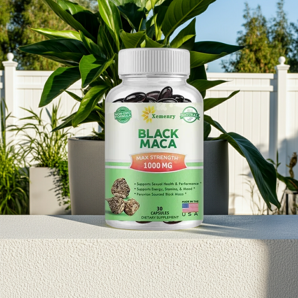 Black Maca Root Capsules bottle for daily vitality support, routine wellness, and everyday supplement use.