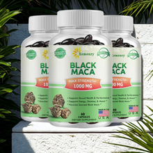Black Maca Root Capsules bottle for endurance and energy support, active lifestyle wellness, and daily capsule use.