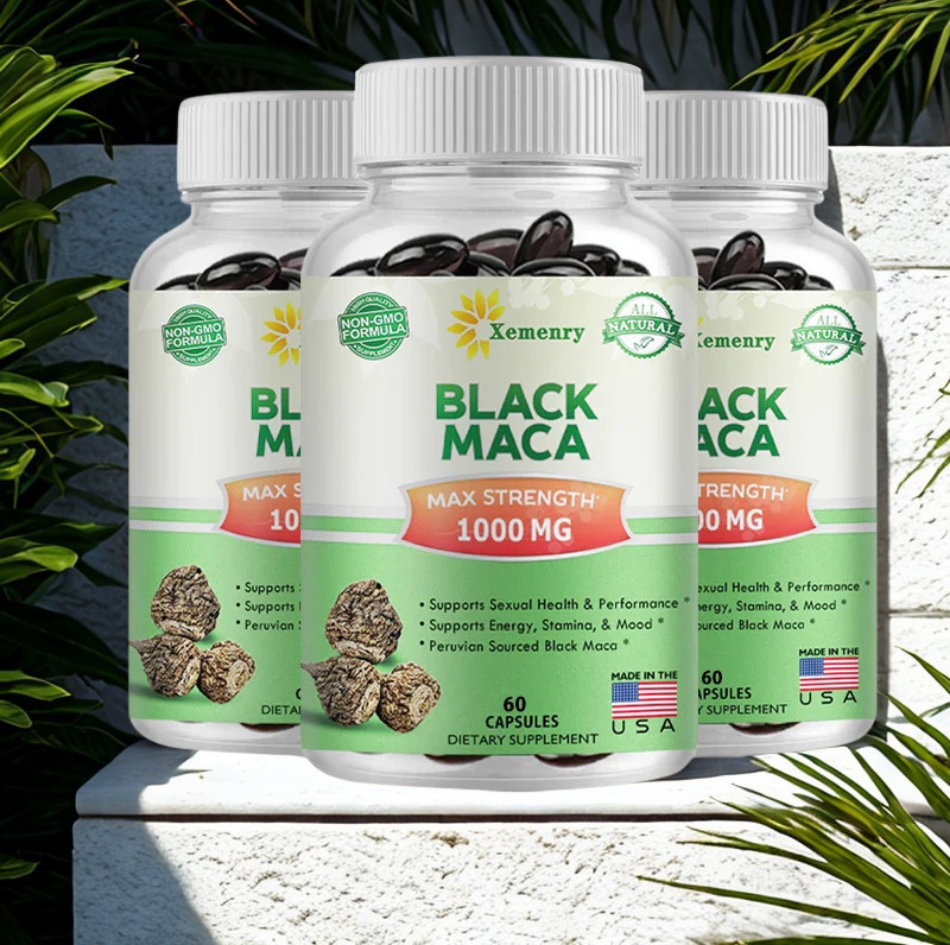 Black Maca Root Capsules bottle for maca root daily support, routine wellness, and everyday supplement use.