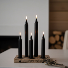 Black mini ritual candles set of 4 taper-style candles for protection rituals, intention setting, and ceremonial use.