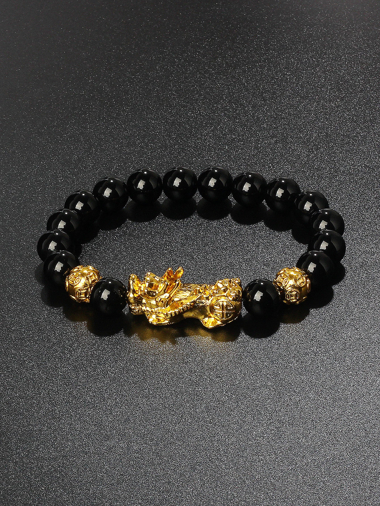 Black Obsidian Pixiu bead bracelet for prosperity focus, negativity defense, and daily use.