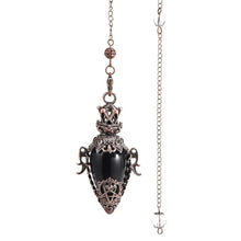 Black Obsidian & Quartz Pendulum for dowsing, divination, and energy work.