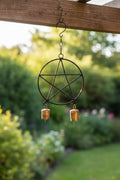Black Pentacle Wind Chime with bells, 11 inches