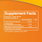 Black pepper Turmeric Curcumin Capsules 95% dietary supplement capsules for inflammation support, daily health routines, and better absorption.