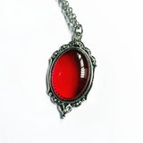 Black and red Quartz cameo pendant jewelry for gothic wardrobe styling, costume accessories, and occasion dressing.