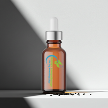 Black seed carrier oil bottle for hair conditioning, beard care, and skin softening use.