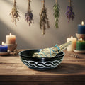 Black Soap Stone Carved Bowl, 5 inches, Celtic knot design