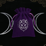 Black velvet tarot card drawstring bag for storing tarot decks securely during readings, travel, and altar use.