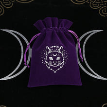 Black velvet tarot card drawstring bag for storing tarot decks securely during readings, travel, and altar use.