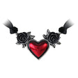 Blood Heart Necklace by Alchemy of England, pewter heart with black roses