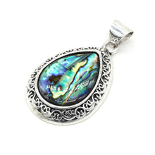 Abalone & Lapis blue teardrop stone pendant for fashion accessorizing, gift giving, and gemstone jewelry use.