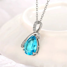 Blue & White Teardrop CZ pendant charm with polished stone setting for formal styling, layering, and occasion wear.